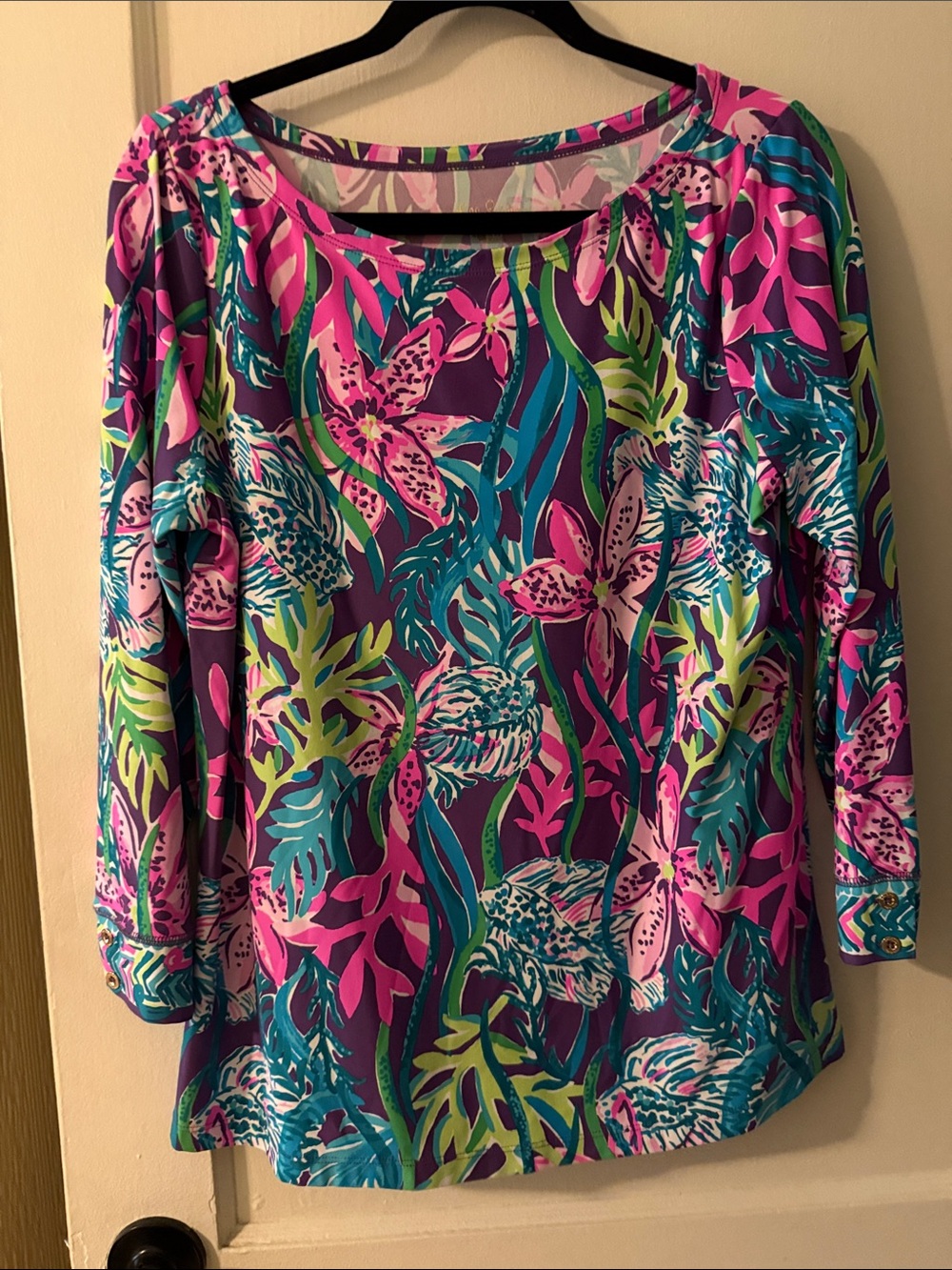 Lilly Pulitzer Floral Scoop-Neck Tunic in Purple, Pink & Teal